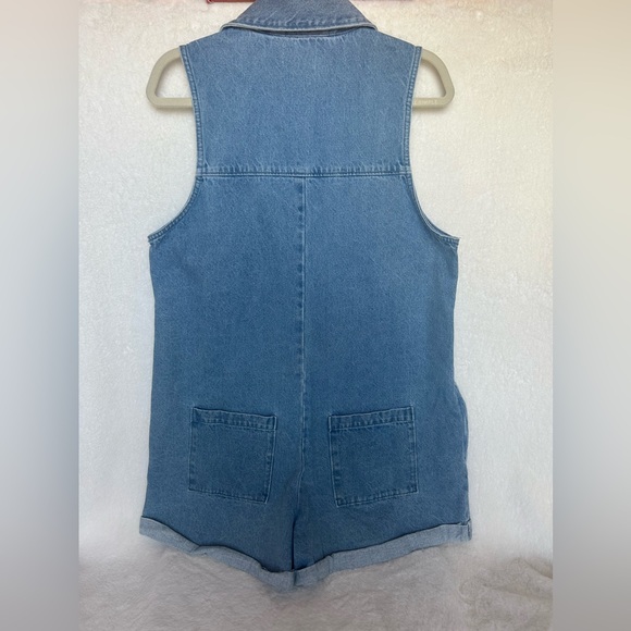 Show Me Your Mumu Women's Medium Wash Reno Sleeveless Denim Romper Size XL NWT - Picture 9 of 14